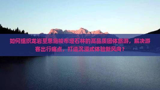 如何组织龙岩至恩施梭布垭石林的高品质团体旅游，解决游客出行痛点，打造沉浸式体验新风向？