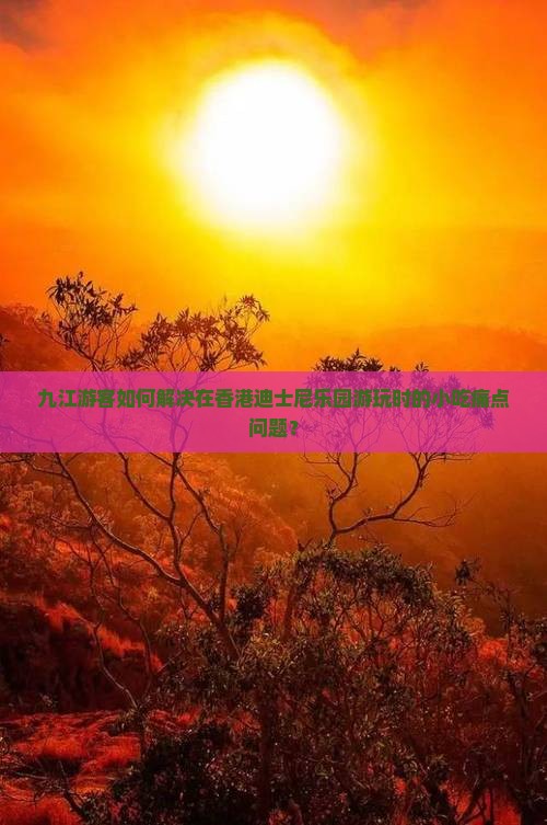 九江游客如何解决在香港迪士尼乐园游玩时的小吃痛点问题？