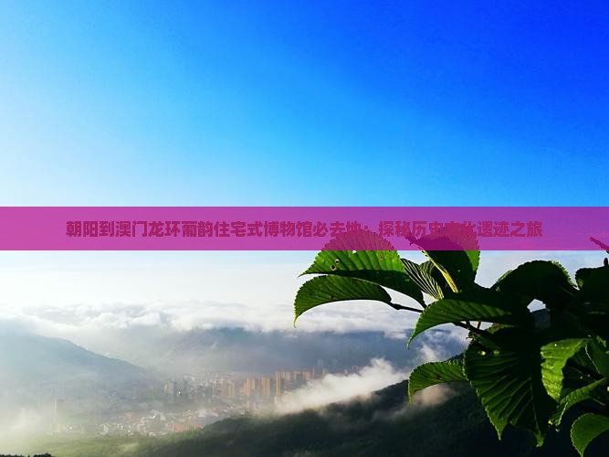 朝阳到澳门龙环葡韵住宅式博物馆必去地：探秘历史文化遗迹之旅