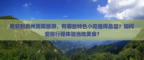 雅安到贵州贵阳旅游，有哪些特色小吃值得品尝？如何安排行程体验当地美食？