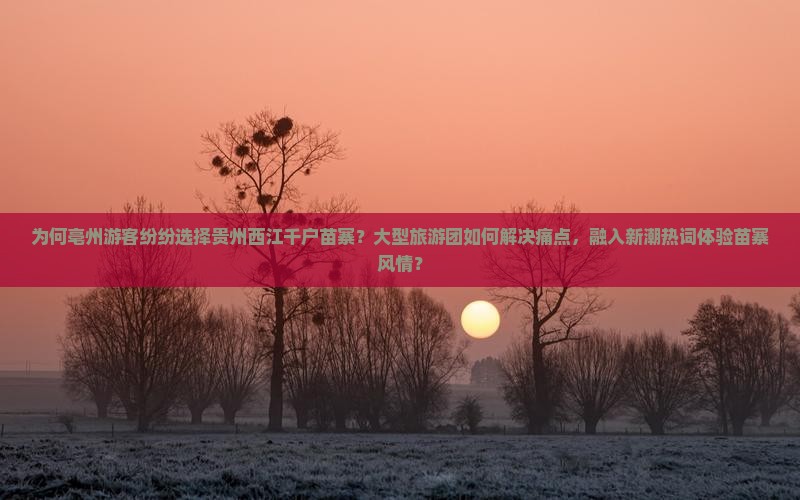 为何亳州游客纷纷选择贵州西江千户苗寨？大型旅游团如何解决痛点，融入新潮热词体验苗寨风情？