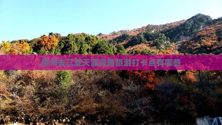 泉州去三亚天涯海角旅游打卡点有哪些