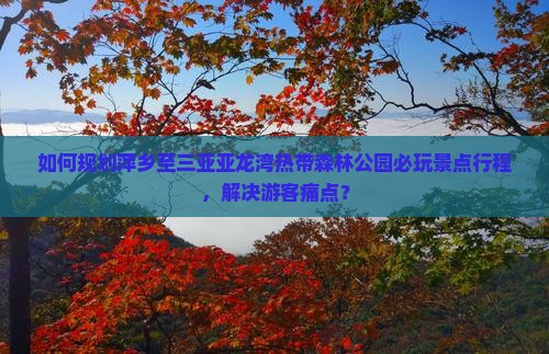 如何规划萍乡至三亚亚龙湾热带森林公园必玩景点行程，解决游客痛点？