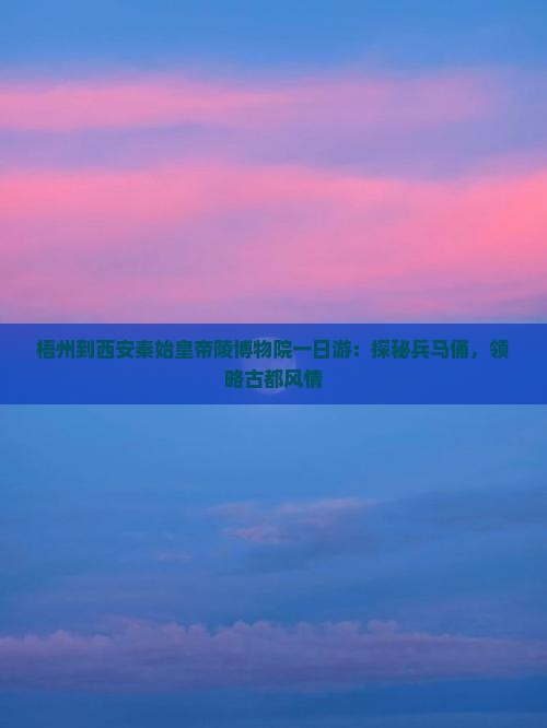 梧州到西安秦始皇帝陵博物院一日游：探秘兵马俑，领略古都风情