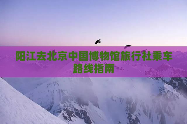 阳江去北京中国博物馆旅行社乘车路线指南