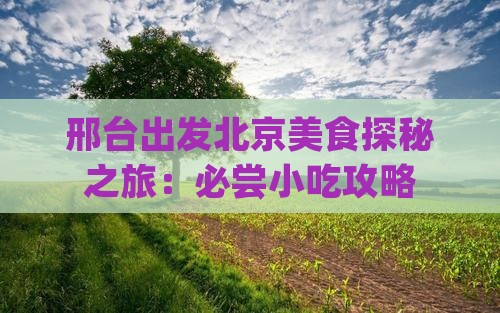 邢台出发北京美食探秘之旅：必尝小吃攻略