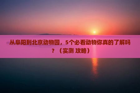 阜阳去北京动物园自由行