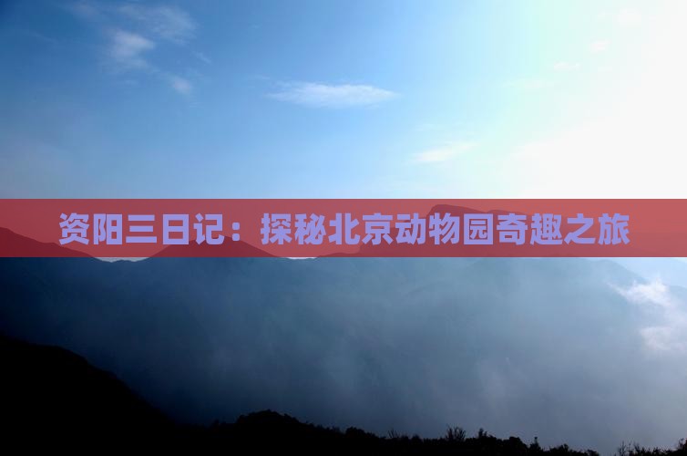 资阳三日记：探秘北京动物园奇趣之旅