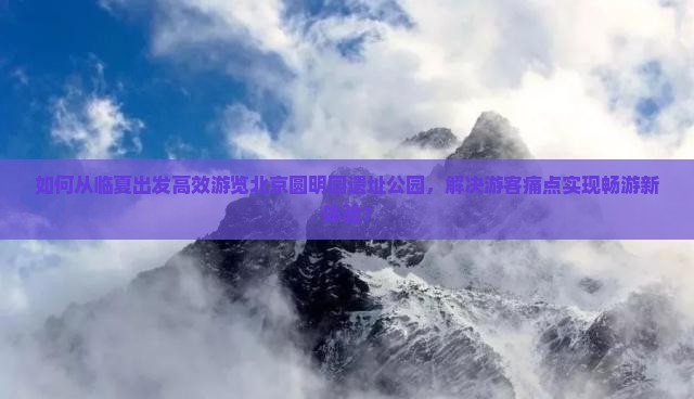 如何从临夏出发高效游览北京圆明园遗址公园，解决游客痛点实现畅游新体验？