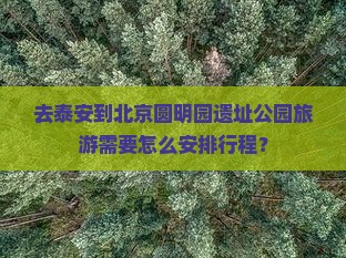 去泰安到北京圆明园遗址公园旅游需要怎么安排行程？