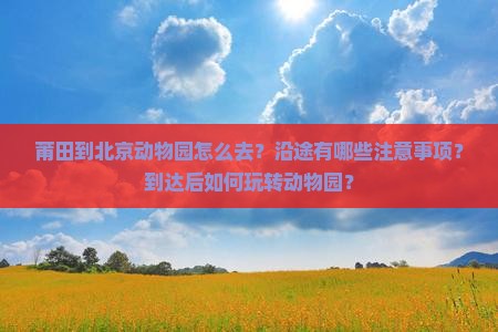 莆田到北京动物园怎么去？沿途有哪些注意事项？到达后如何玩转动物园？