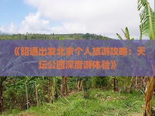 《昭通出发北京个人旅游攻略：天坛公园深度游体验》