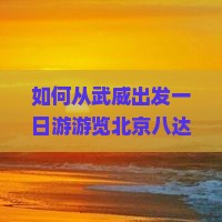 如何从武威出发一日游游览北京八达岭长城？武威至北京八达岭长城一日游攻略及交通指南