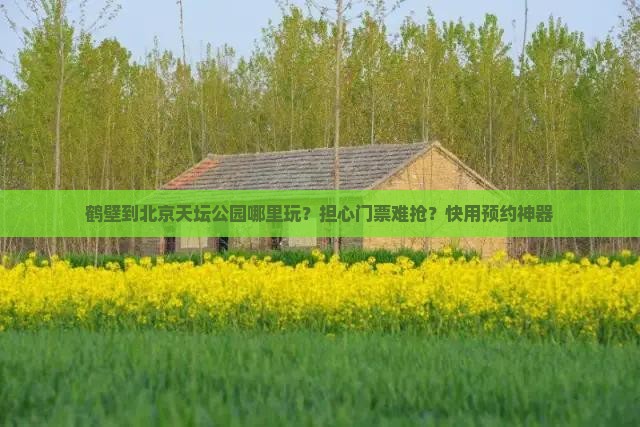 鹤壁到北京天坛公园哪里玩？担心门票难抢？快用预约神器