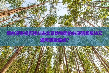 邢台游客如何规划去北京动物园的必游路犀解决交通与游玩痛点？