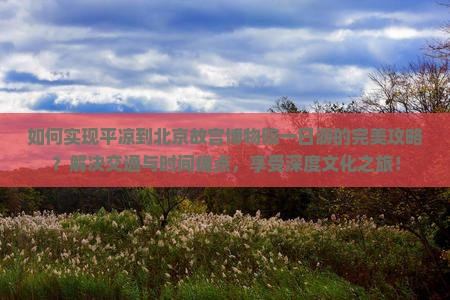 如何实现平凉到北京故宫博物院一日游的完美攻略？解决交通与时间痛点，享受深度文化之旅！