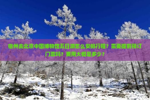宿州去北京中国博物馆五日游怎么安排行程？需要提前预订门票吗？费用大概是多少？