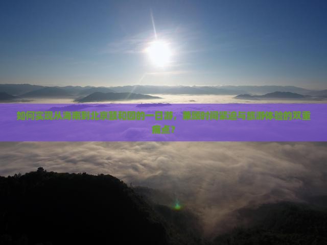 如何实现从海南到北京颐和园的一日游，兼顾时间紧迫与旅游体验的双重痛点？