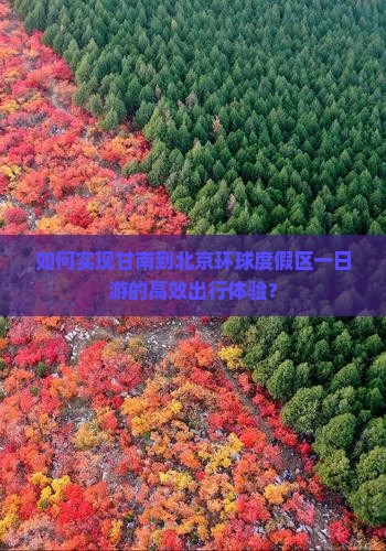 如何实现甘南到北京环球度假区一日游的高效出行体验？