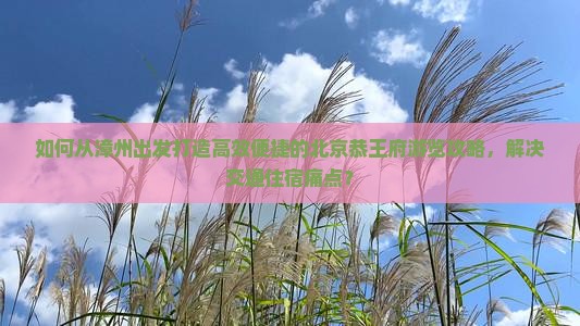 如何从漳州出发打造高效便捷的北京恭王府游览攻略，解决交通住宿痛点？