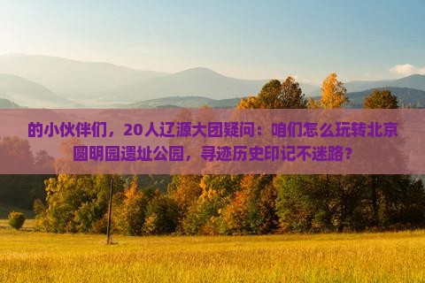 的小伙伴们，20人辽源大团疑问：咱们怎么玩转北京圆明园遗址公园，寻迹历史印记不迷路？