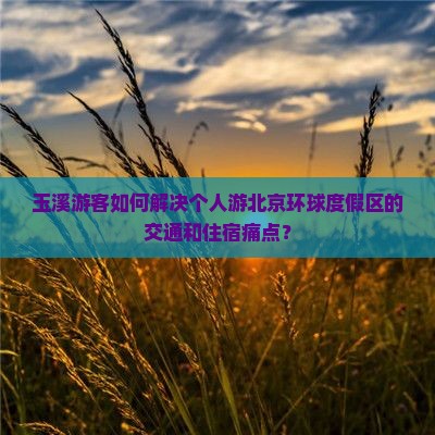 玉溪游客如何解决个人游北京环球度假区的交通和住宿痛点？