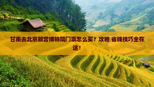 甘南去北京故宫博物院门票
