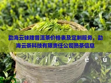 勐海云妹牌普洱茶价格表及定制服务，勐海云茶科技有限责任公司熟茶信息