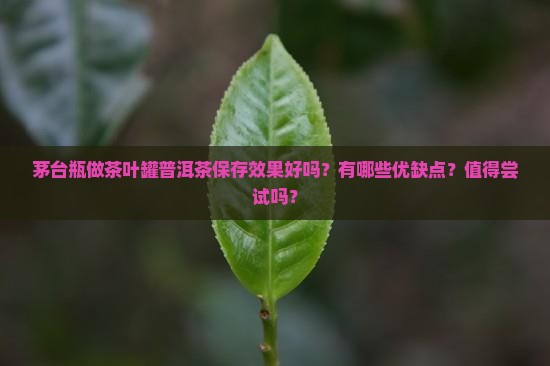 茅台瓶做茶叶罐普洱茶保存效果好吗？有哪些优缺点？值得尝试吗？