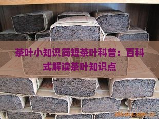茶叶小知识简短茶叶科普：百科式解读茶叶知识点
