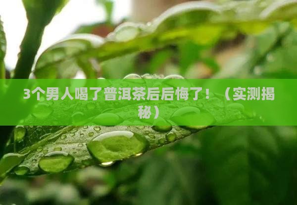男人不能喝普洱茶