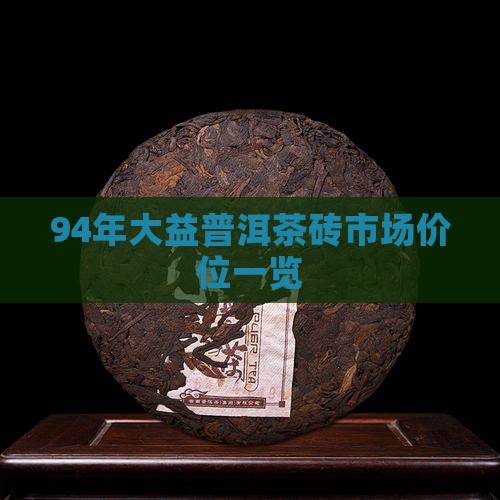 94年大益普洱茶砖市场价位一览