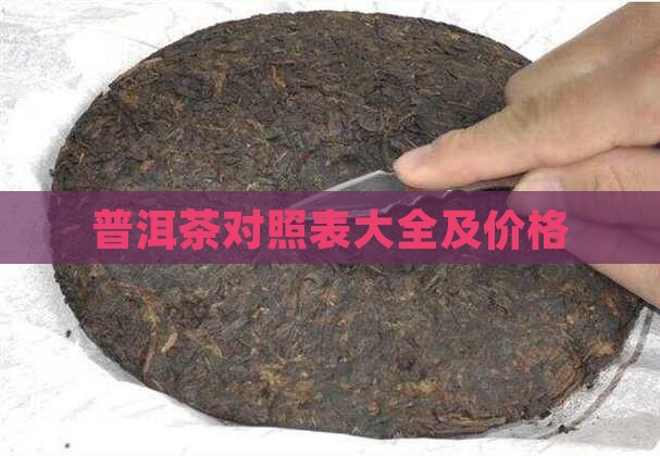 普洱茶对照表大全