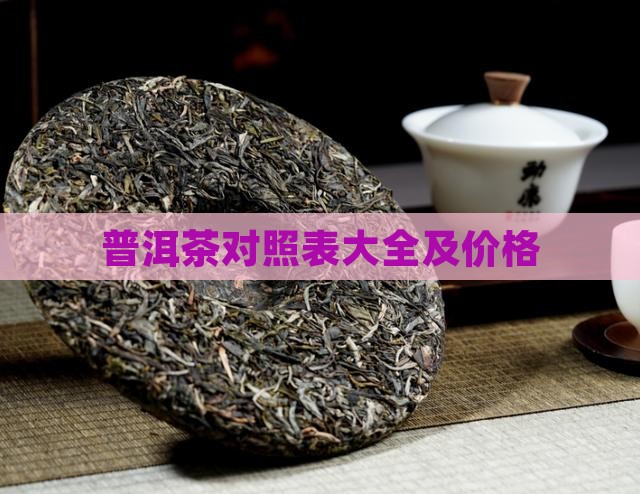 普洱茶对照表大全