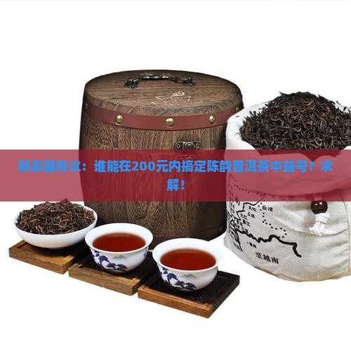 茶友圈热议：谁能在200元内搞定陈韵普洱茶中益号？求解！