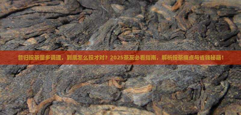 昔归投茶量多调理 昔归投茶量多调理