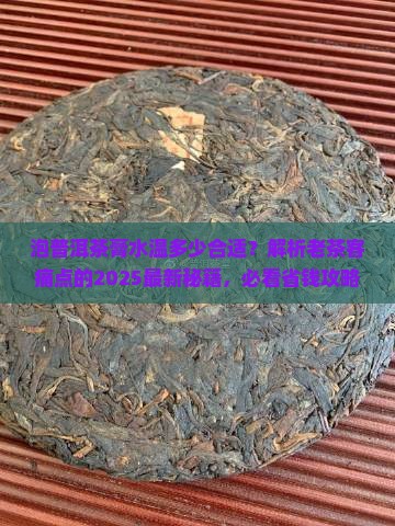 泡普洱茶膏水温多少合适
