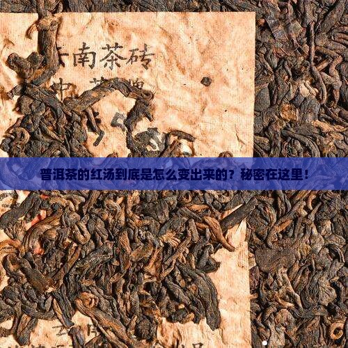 普洱茶的红汤咋做出来