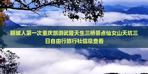 聊城人第一次重庆旅游武隆天生三桥景点仙女山天坑三日自由行旅行社信息查看