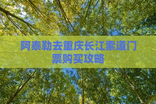 阿泰勒去重庆长江索道门票购买攻略