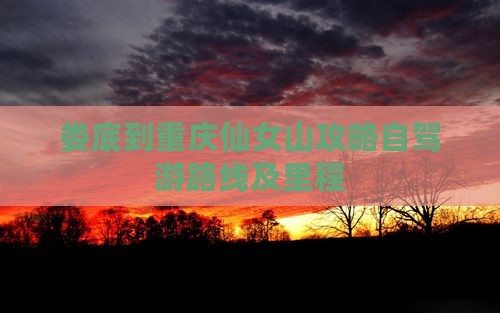 娄底到重庆仙女山攻略自驾游路线及里程