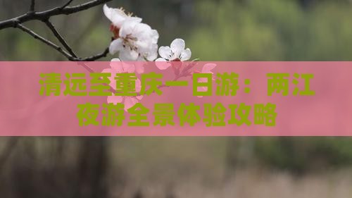 清远至重庆一日游：两江夜游全景体验攻略