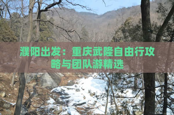 濮阳出发：重庆武隆自由行攻略与团队游精选