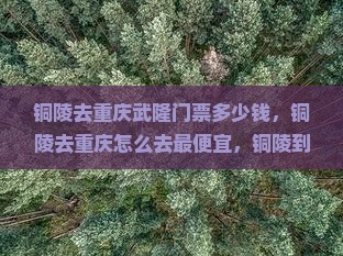 铜陵去重庆武隆门票 铜陵去重庆武隆门票