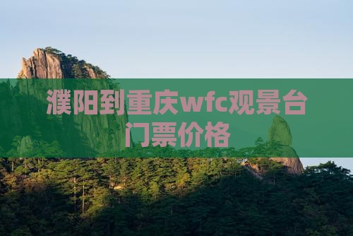 濮阳到重庆wfc观景台门票价格