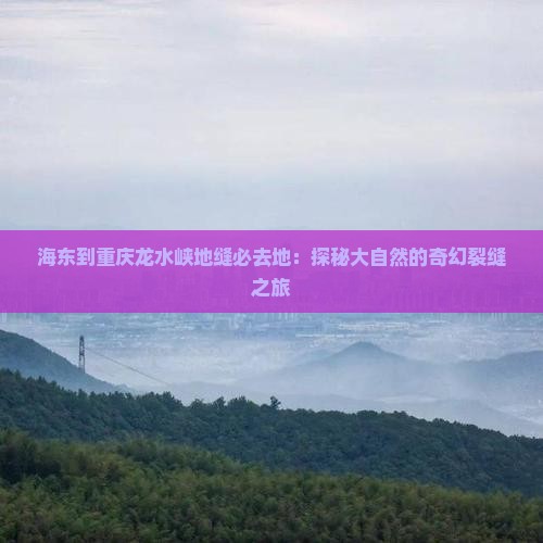 海东到重庆龙水峡地缝必去地：探秘大自然的奇幻裂缝之旅