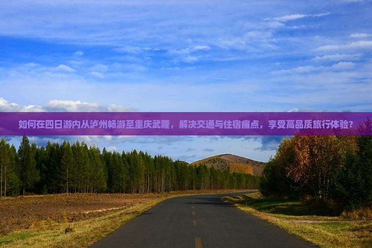 如何在四日游内从泸州畅游至重庆武隆，解决交通与住宿痛点，享受高品质旅行体验？