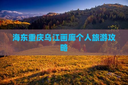 海东去重庆乌江画廊个人游