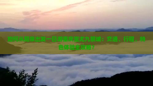 如何从阳泉出发一日游重庆蚩尤九黎城：交通、行程、特色体验全攻略？