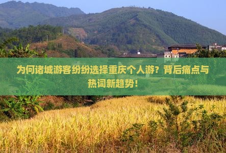 为何诸城游客纷纷选择重庆个人游？背后痛点与热词新趋势！
